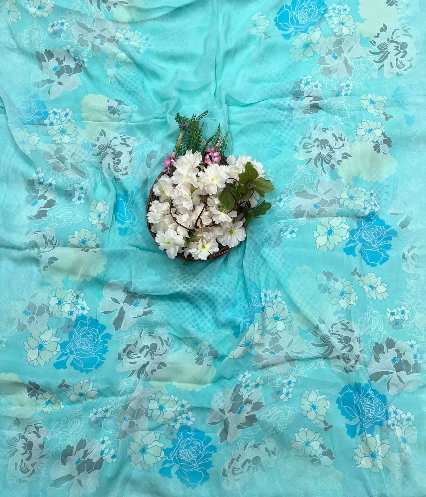 212A Georgette Sea Blue Suit Fabric / CKC Georgette Suits