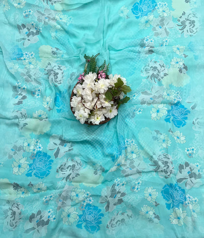 212A Georgette Sea Blue Suit Fabric / CKC Georgette Suits