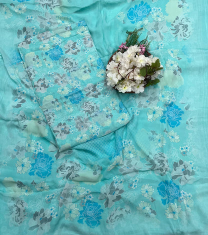 212A Georgette Sea Blue Suit Fabric / CKC Georgette Suits
