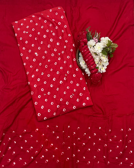 205A Jaipuri Cotton Red Suit Fabric / CKC Jaipuri Suits