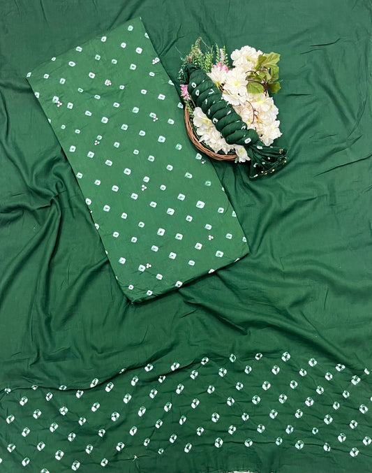 203A Jaipuri Cotton Green Suit Fabric / CKC Jaipuri Suits