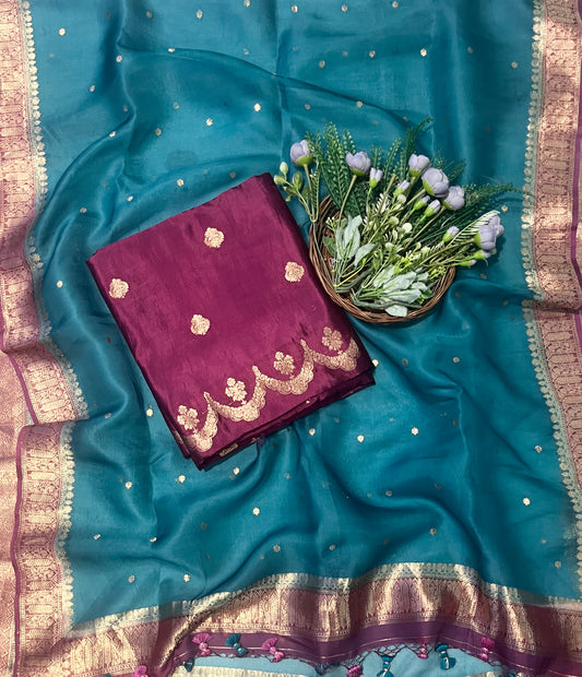 913B Pure Silk Wine Suit Fabric/ CKC Banarasi Edit