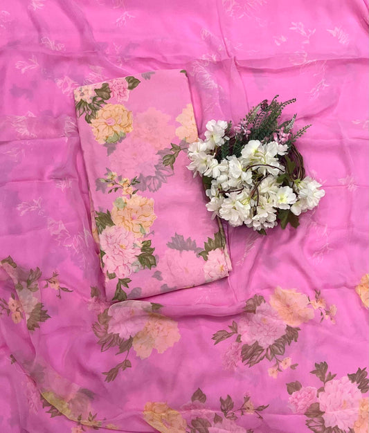 382A Chinon Pink Suit Fabric / CKC Phoolon Ka Ghar