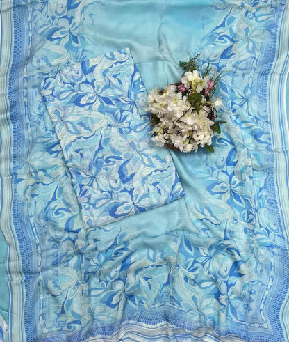 317A Chinon Jacquard Sea Blue Suit Fabric / CKC Phoolon Ka Ghar