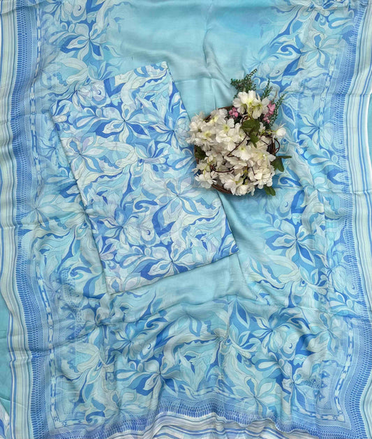 317A Chinon Jacquard Sea Blue Suit Fabric / CKC Phoolon Ka Ghar