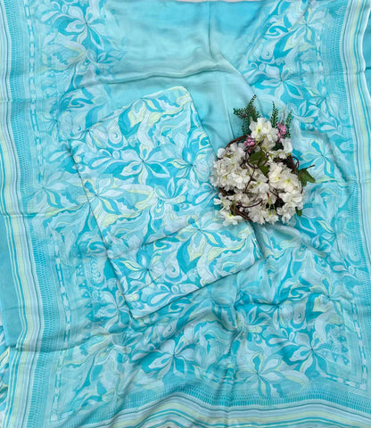 314A Chinon Jacquard Sea Green Suit Fabric / CKC Phoolon Ka Ghar