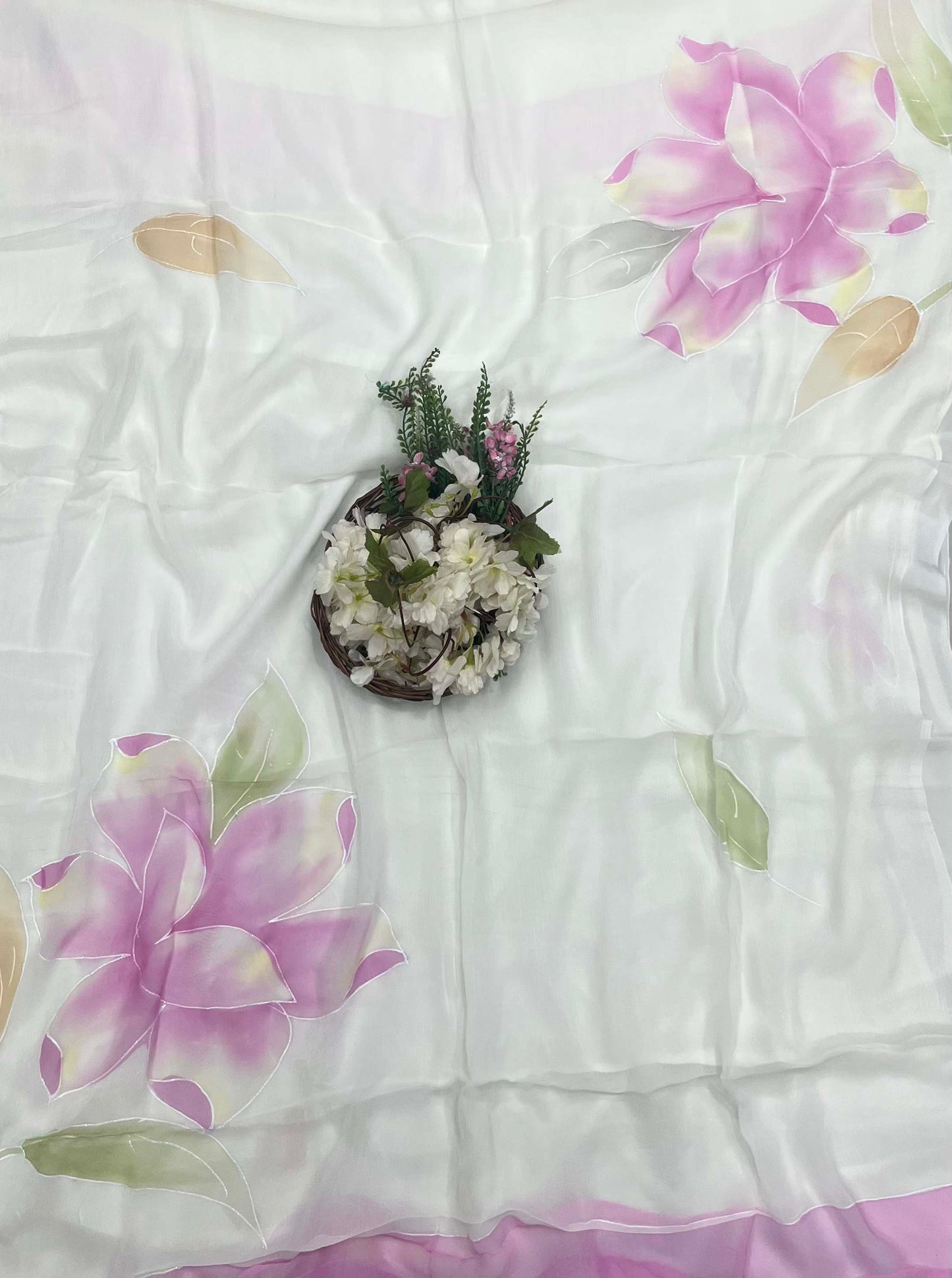 292A Chiffon Cream Suit Fabric/ CKC Hand Painted Suits
