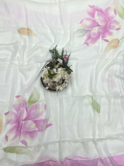 292A Chiffon Cream Suit Fabric/ CKC Hand Painted Suits