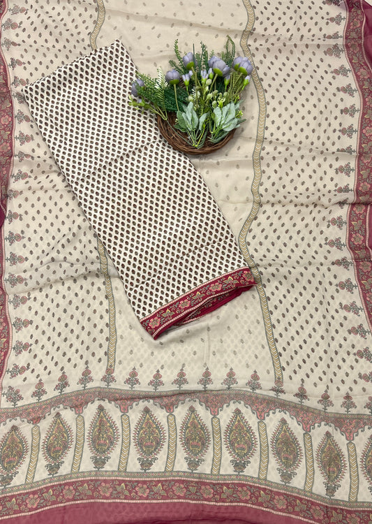 294C Crepe Beige With Pink Suit Fabric / CKC Crepe Suits