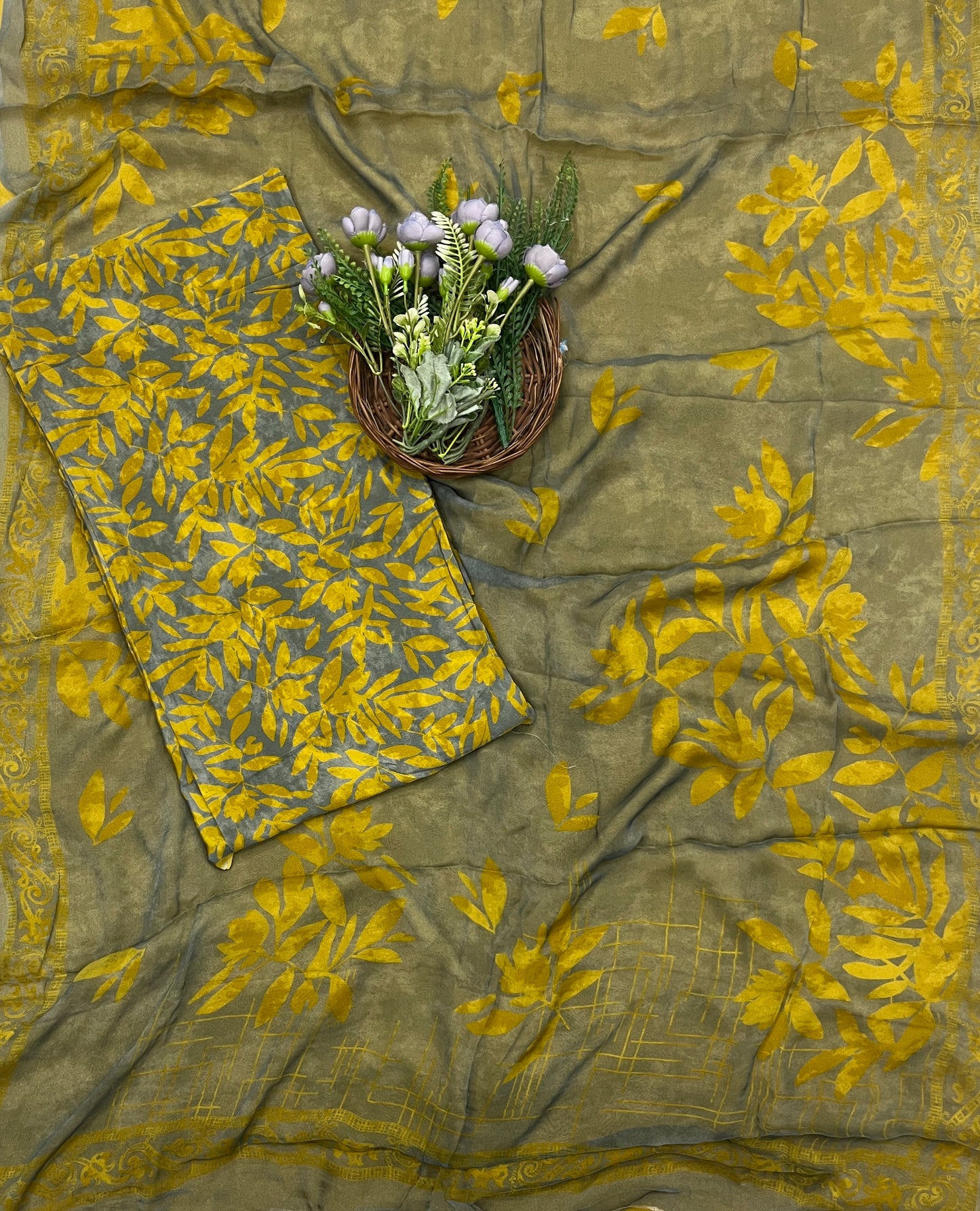 291C Crepe Mustard With Grey Suit Fabric / CKC Crepe Suits