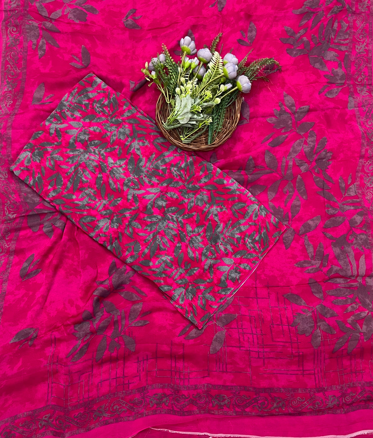 293C Crepe Hot Pink With Grey Suit Fabric / CKC Crepe Suits