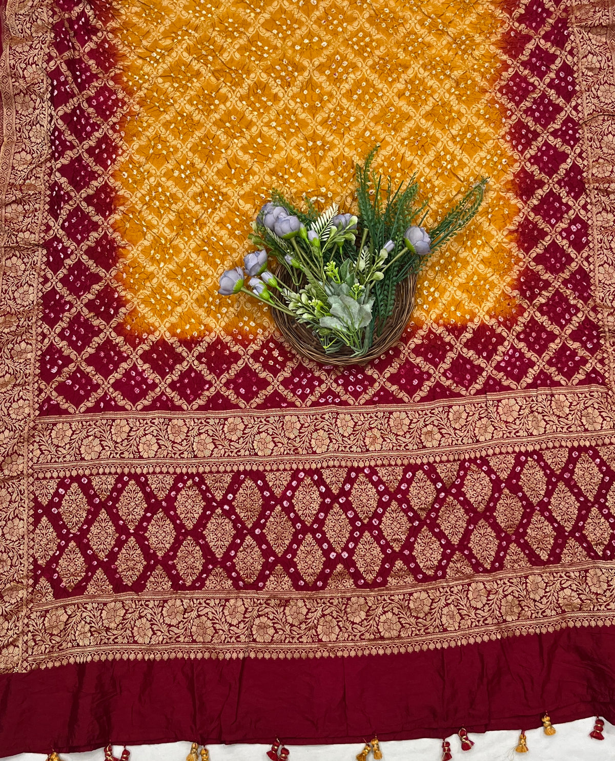 306C Banarasi Silk Yellow With RedSuit Fabric / CKC Banarasi Edit