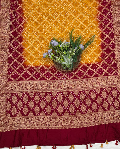 306C Banarasi Silk Yellow With RedSuit Fabric / CKC Banarasi Edit