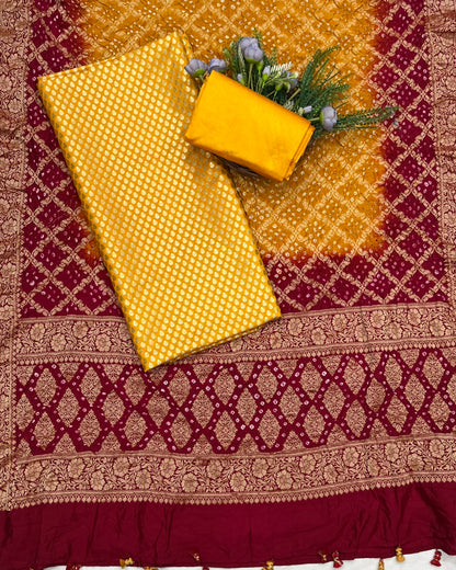 306C Banarasi Silk Yellow With RedSuit Fabric / CKC Banarasi Edit