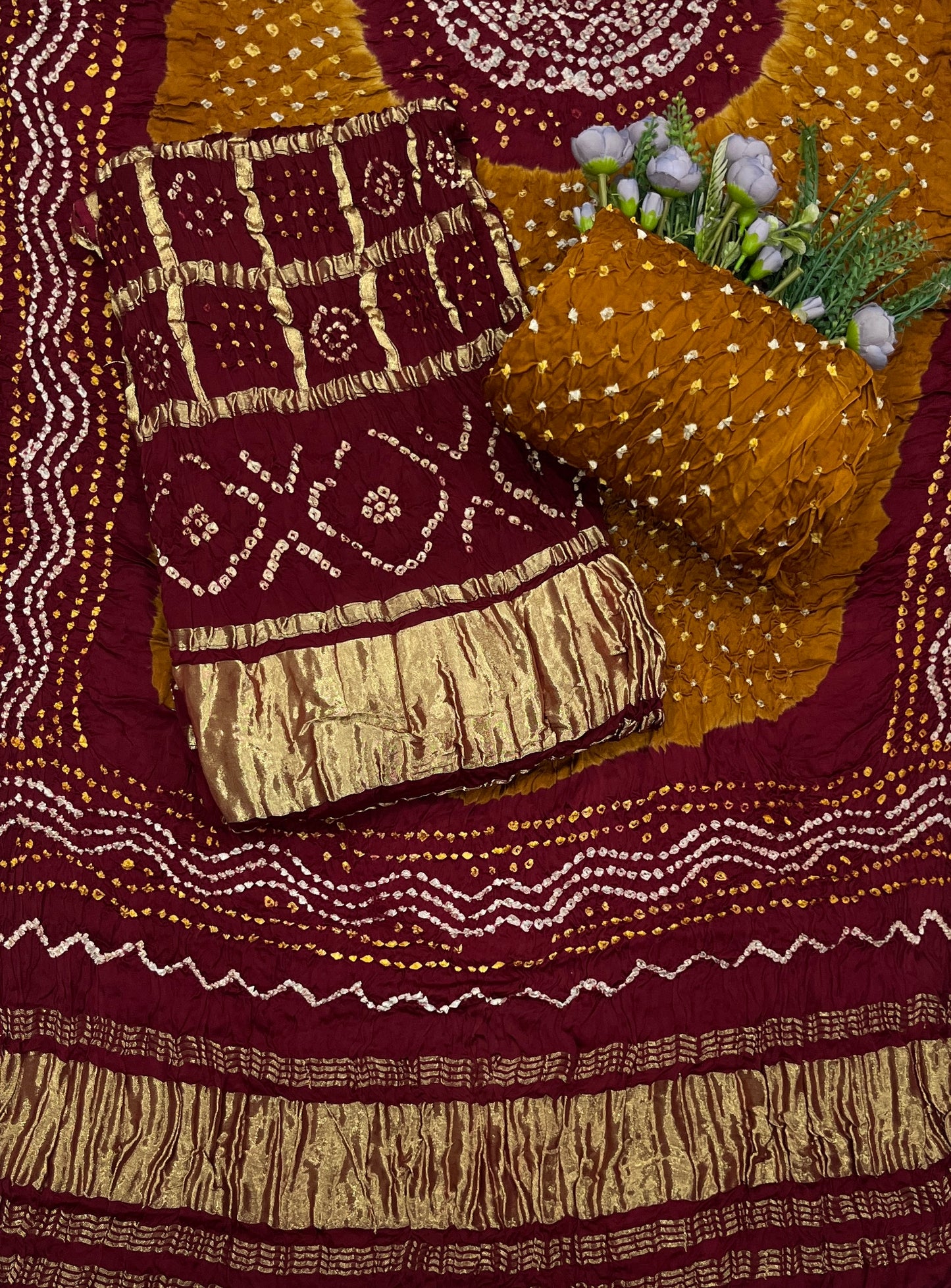 303C Pure Modal Maroon With Mustard Suit Fabric / CKC Jaipuri Suits