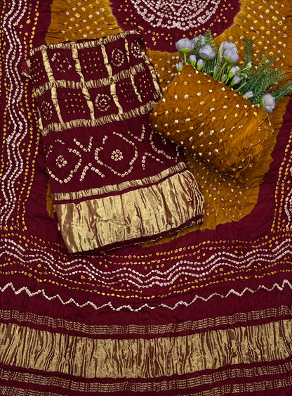 303C Pure Modal Maroon With Mustard Suit Fabric / CKC Jaipuri Suits