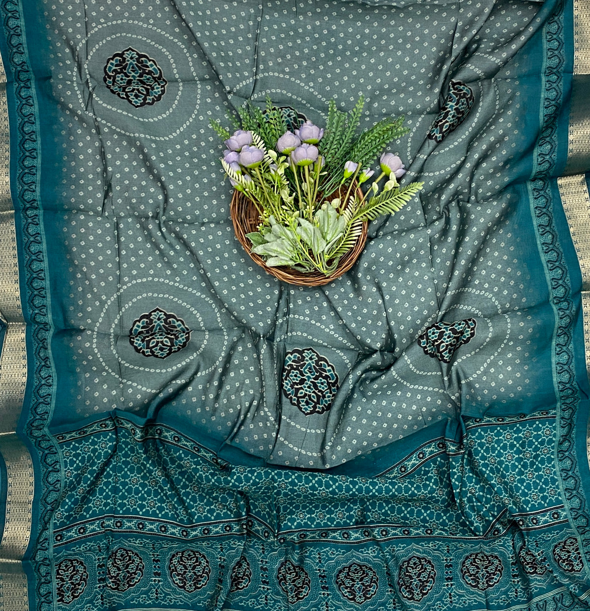 420D Maheshwari Dusty Sea Green Suit Fabric / CKC Maheshwari Suits
