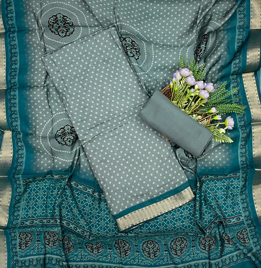 420D Maheshwari Dusty Sea Green Suit Fabric / CKC Maheshwari Suits