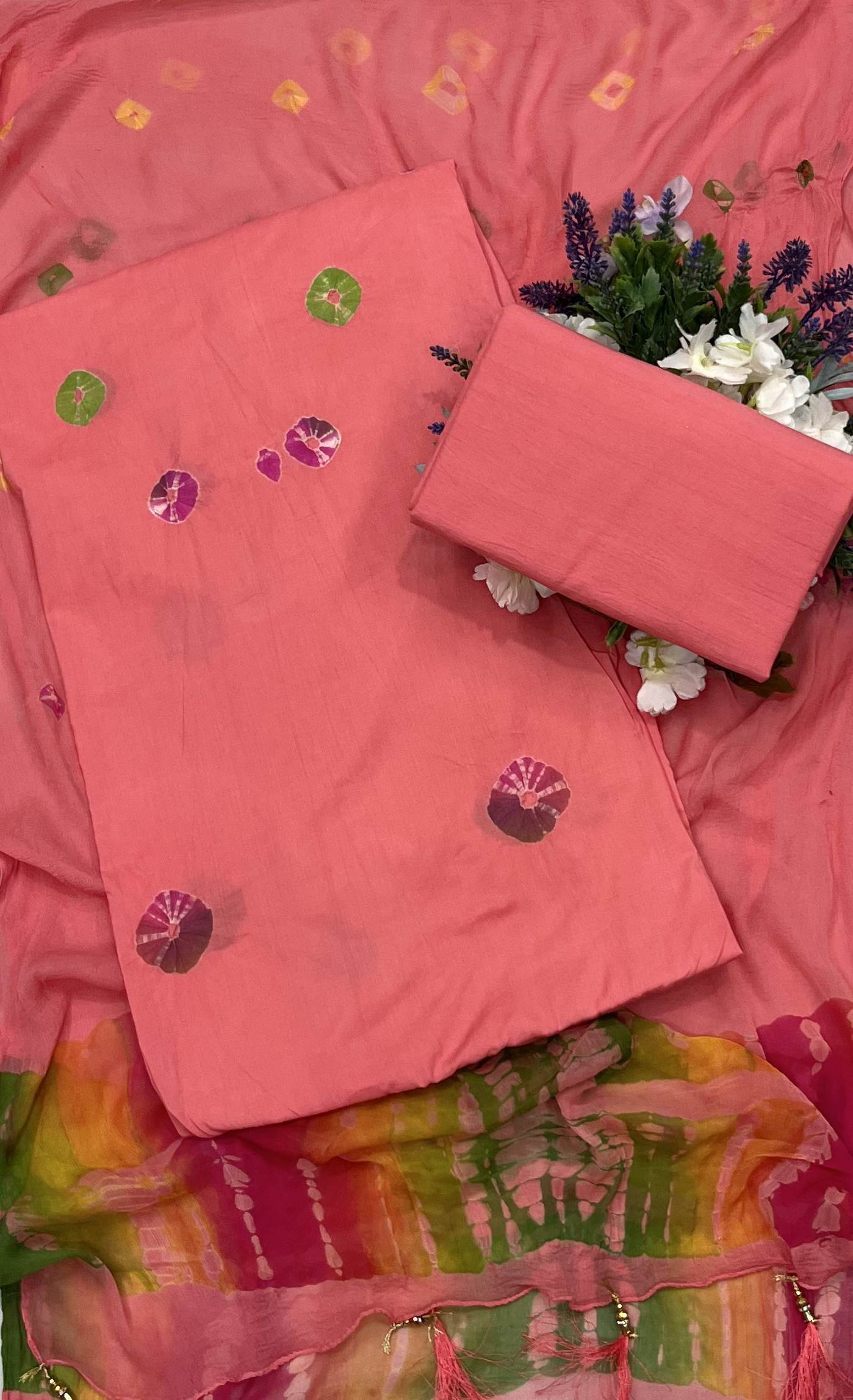 347A Jaipuri Cotton Carrot Red Suit Fabric / CKC Jaipuri Suits