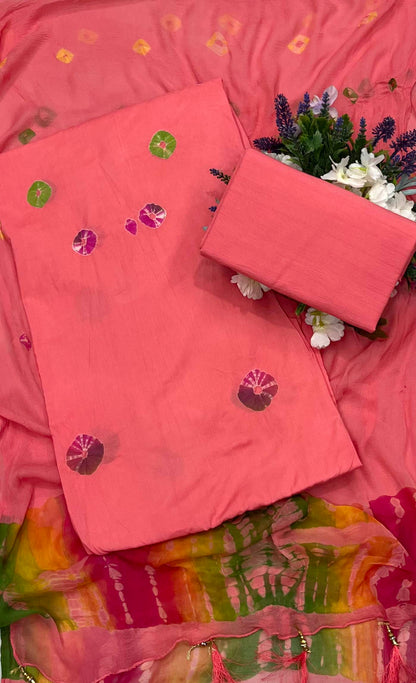 347A Jaipuri Cotton Carrot Red Suit Fabric / CKC Jaipuri Suits
