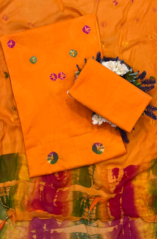 344A Jaipuri Cotton Orange Suit Fabric / CKC Jaipuri Suits