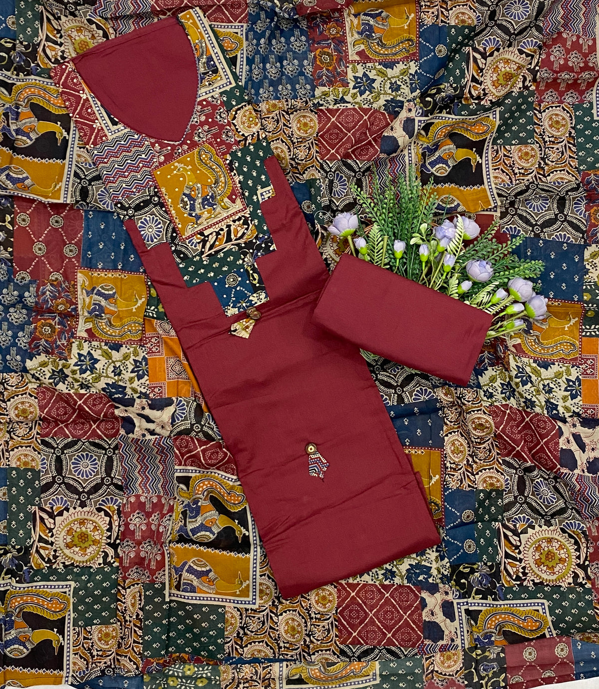 417D Cotton Red Suit Fabric / CKC Cotton Bazaar