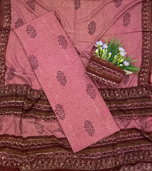412D Cotton Pink Suit Fabric / CKC Cotton Bazaar