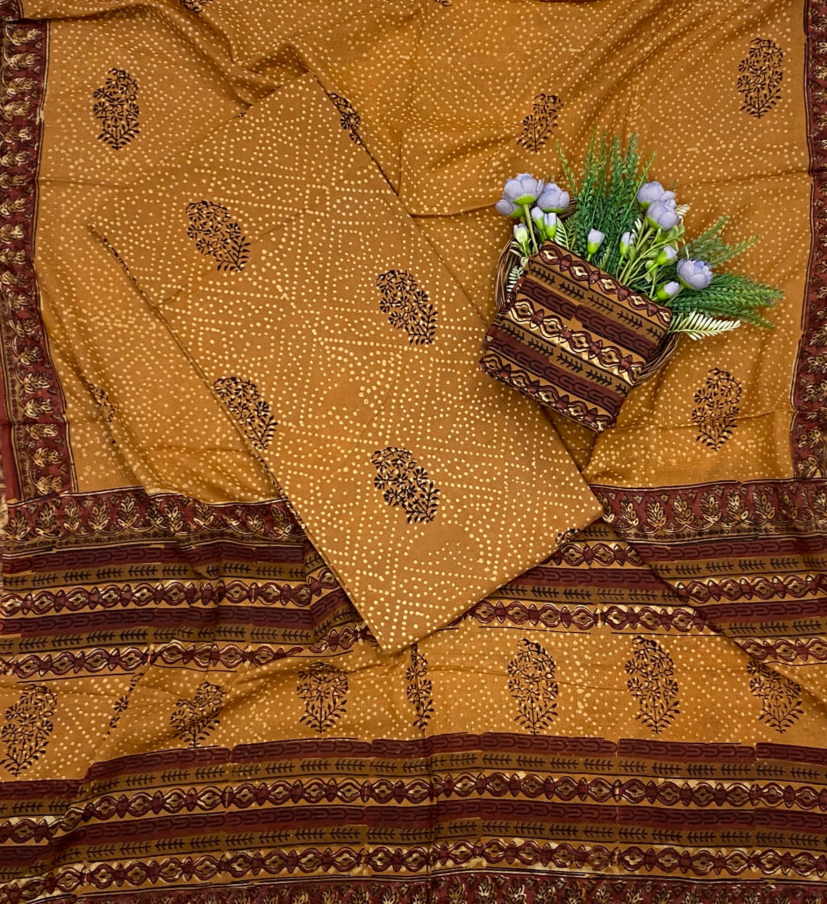 414D Cotton Dusty Mustard Suit Fabric / CKC Cotton Bazaar