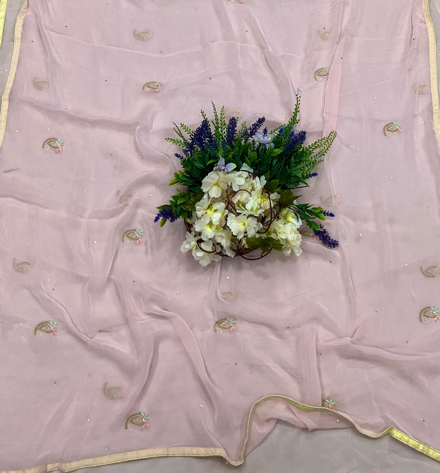 337A Georgette Peach Suit Fabric/ CKC Partywear Collection