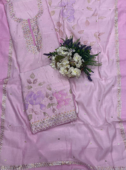 332A Pure Mul Cotton Pink suit Fabric/ CKC Mul Cotton