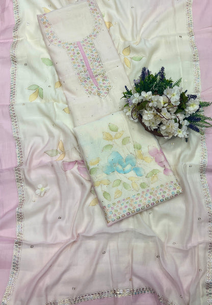 328A Pure Mul Cotton Cream suit Fabric/ CKC Mul Cotton