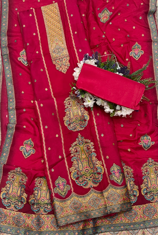 363A Banarasi Silk Magenta Suit Fabric / CKC Banarasi Editz