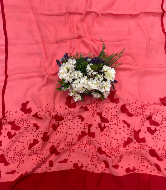 390A Chiffon Carrot Red Suit Fabric / CKC Chiffon Suits