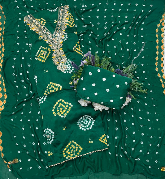 405A Gajji Silk Dark Green Suit Fabric / CKC Jaipuri Suits