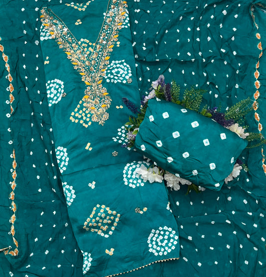401A Gajji Silk Sea Blue Suit Fabric / CKC Jaipuri Suits