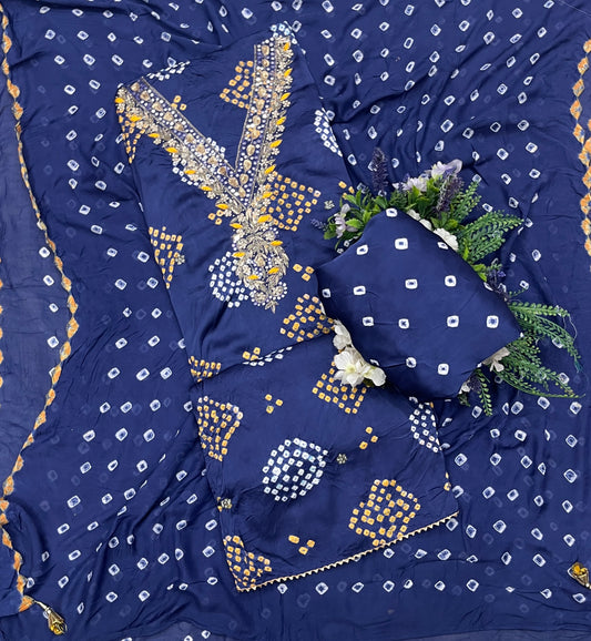 399A Gajji Silk Blue Suit Fabric / CKC Jaipuri Suits