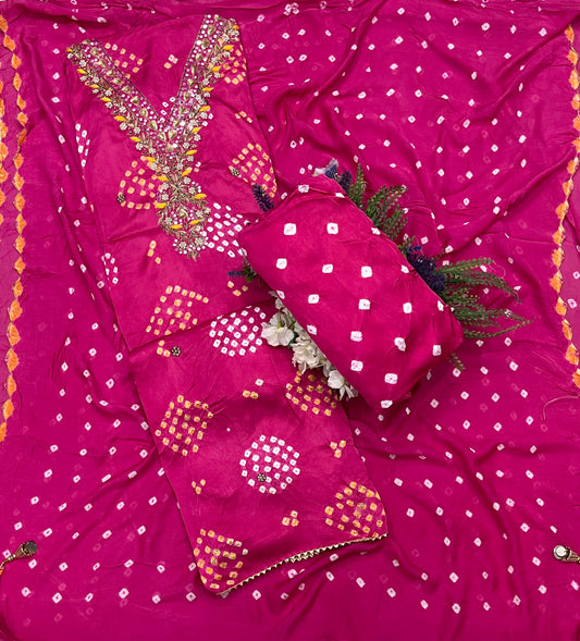 403A Gajji Silk Magenta Suit Fabric / CKC Jaipuri Suits