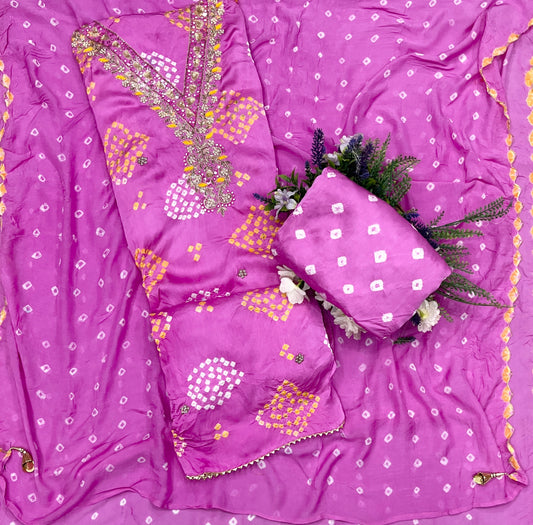 402A Gajji Silk Pink Suit Fabric / CKC Jaipuri Suits