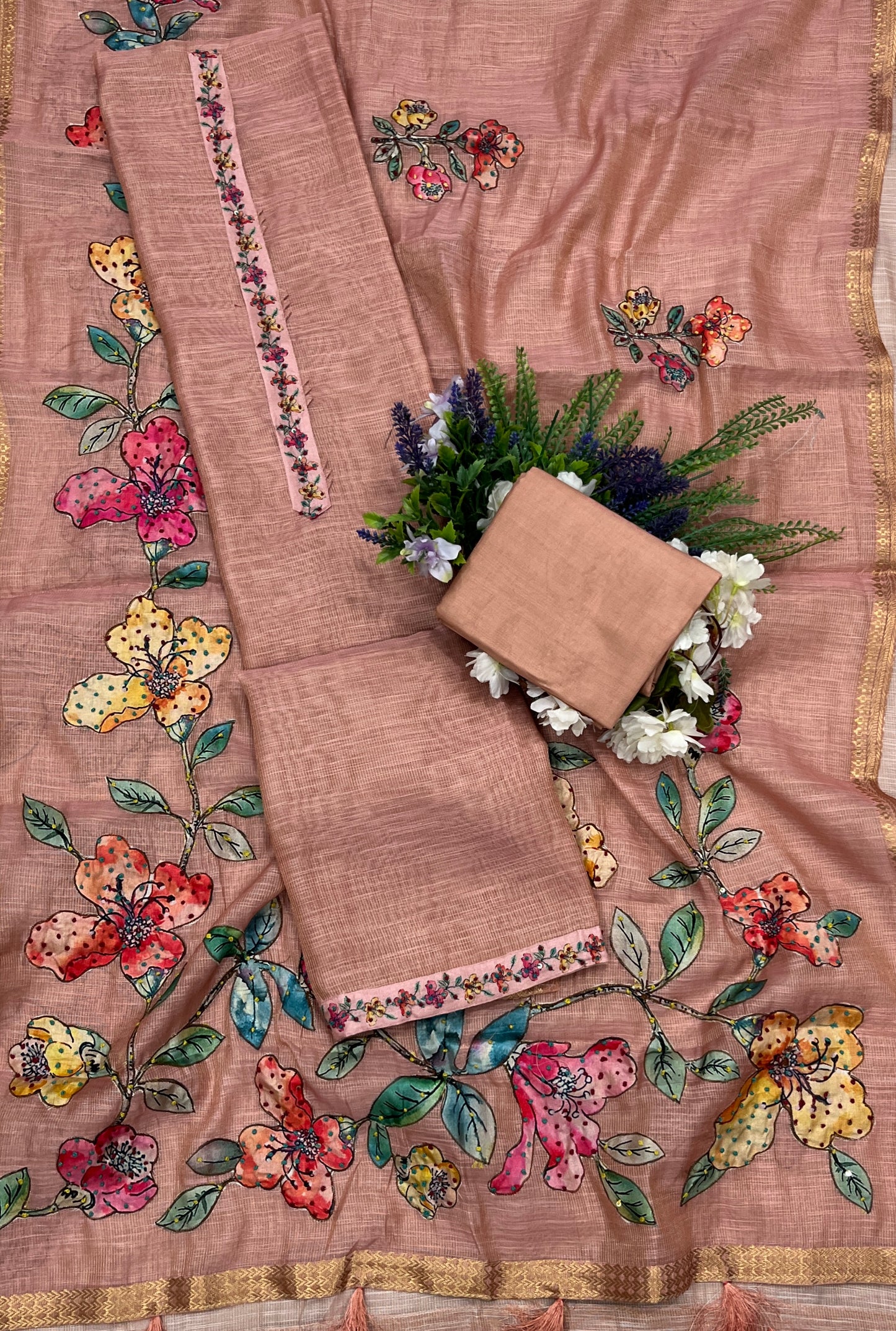 364A Kotta Doria Peach Suit Fabric/ CKC Mul Cotton