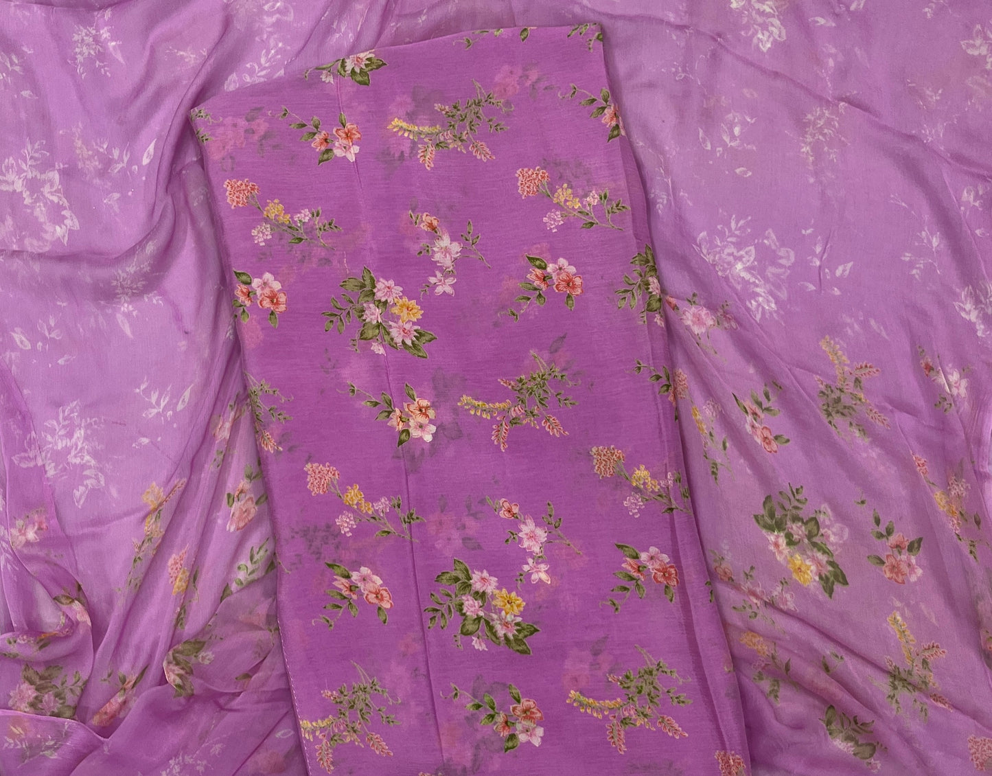 348A Chinon Lilac Suit Fabric / CKC Phoolon Ka Ghar