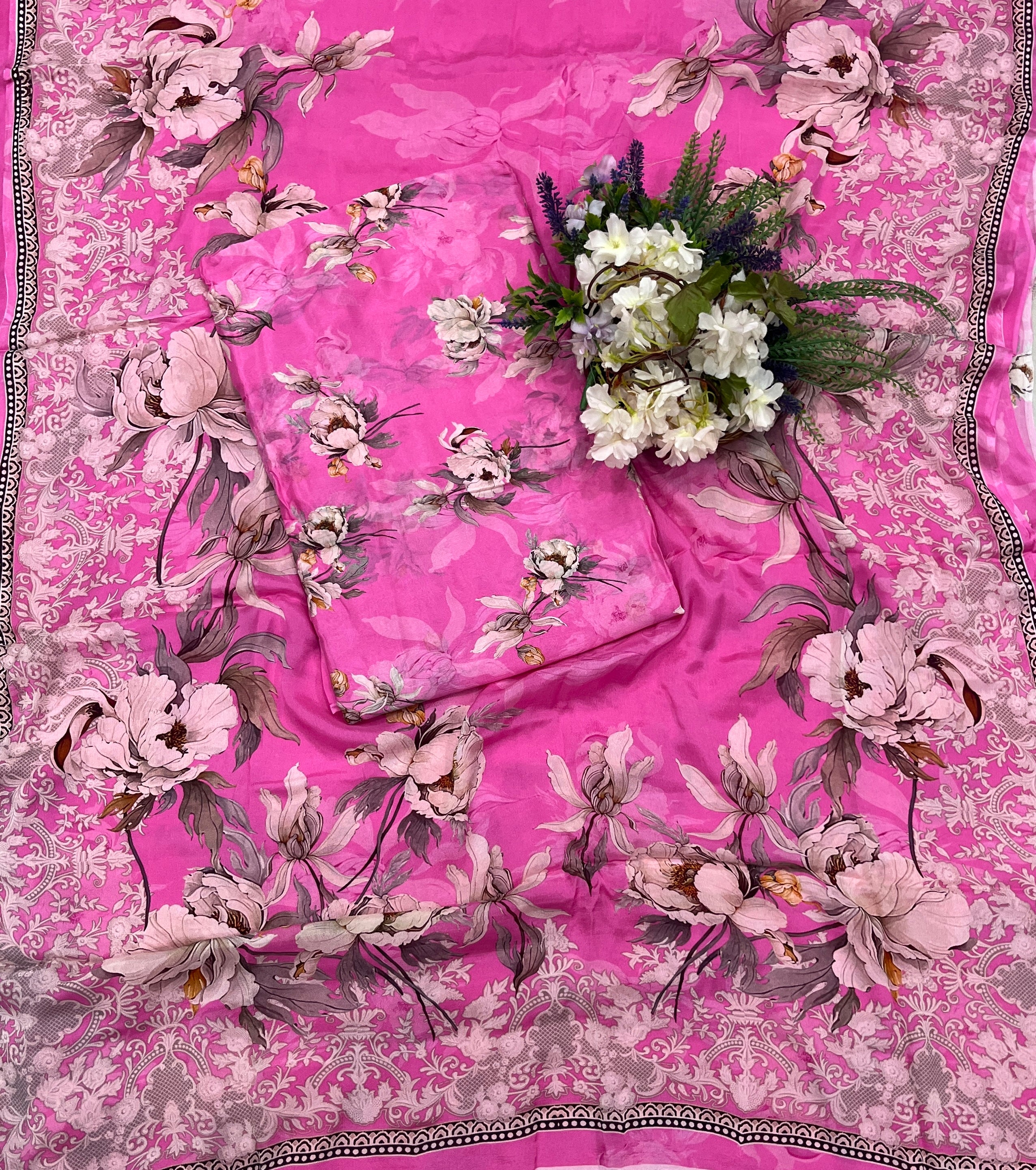 409A Chinon Pink Suit Fabric / CKC Phoolon Ka Ghar – Studio CKC