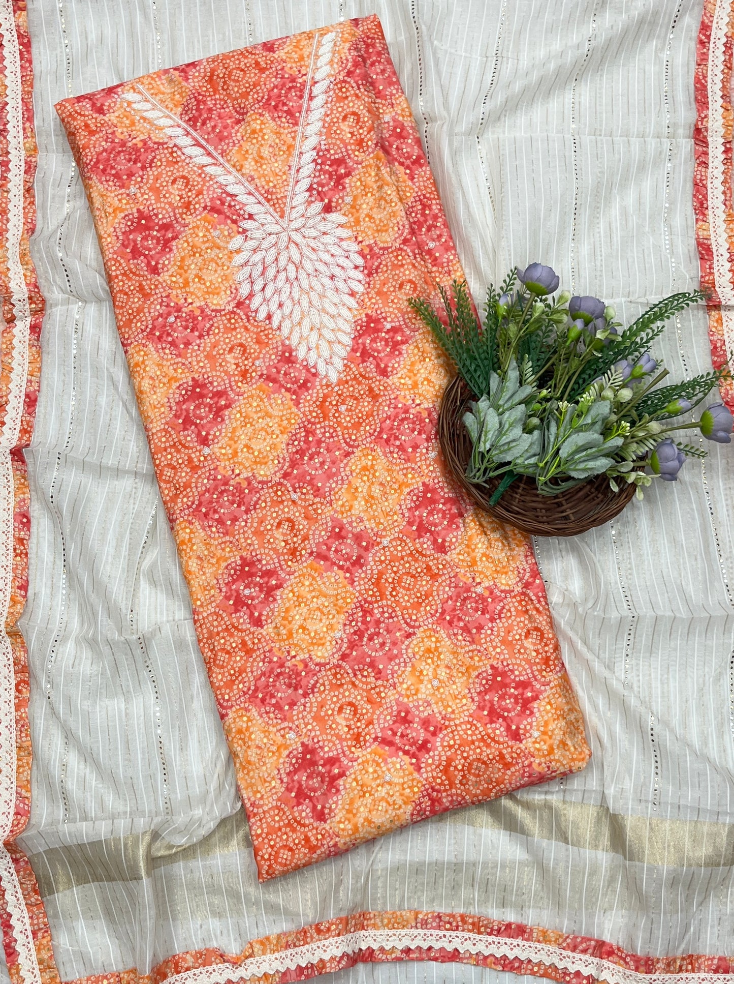 396A Georgette Orange Suit Fabric/ CKC Partywear Collection