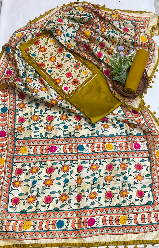 Cotton Mustard Suit Fabric / Jaipuri Suits