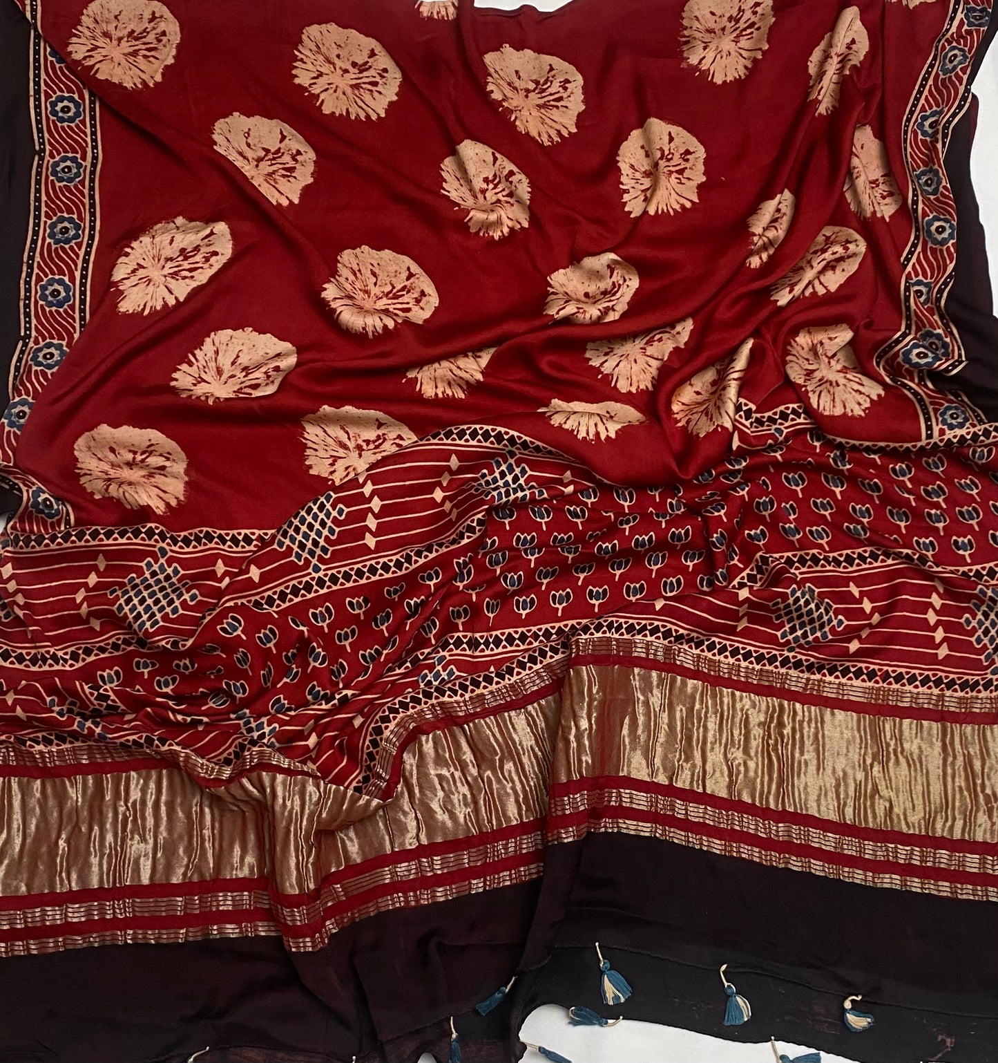 Gaji Silk Maroon Suit Fabric / Jaipuri Suits