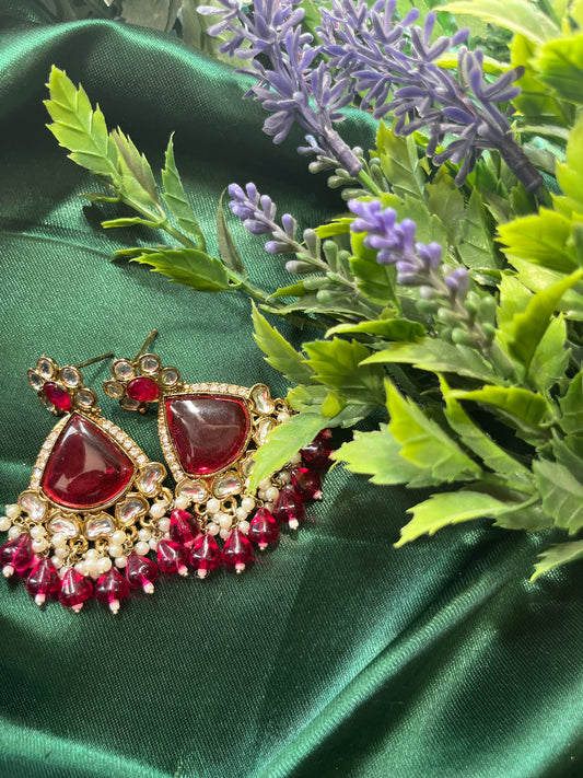 Kundan Dark Pink  Earings Set /CKC Jewels