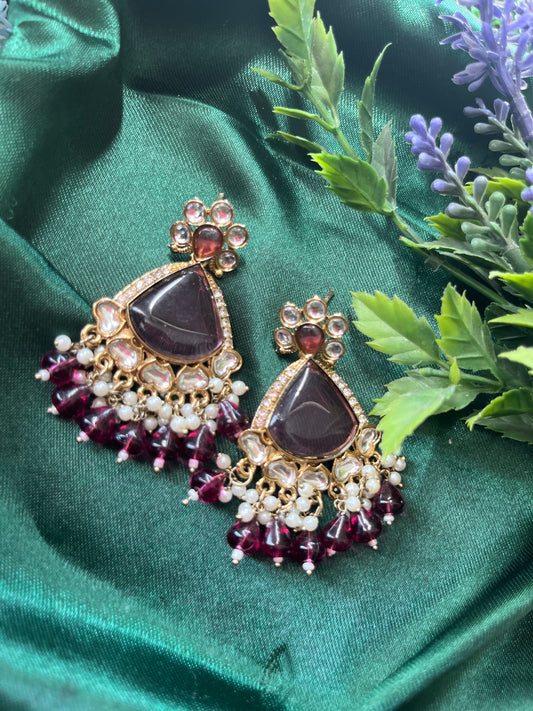 Kundan Wine Earings Set /CKC Jewels