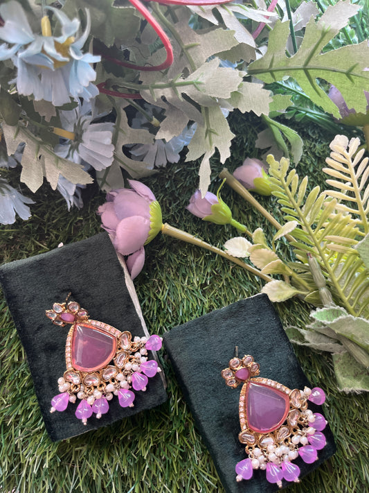 Kundan Light Lilac Earings Set /CKC Jewels