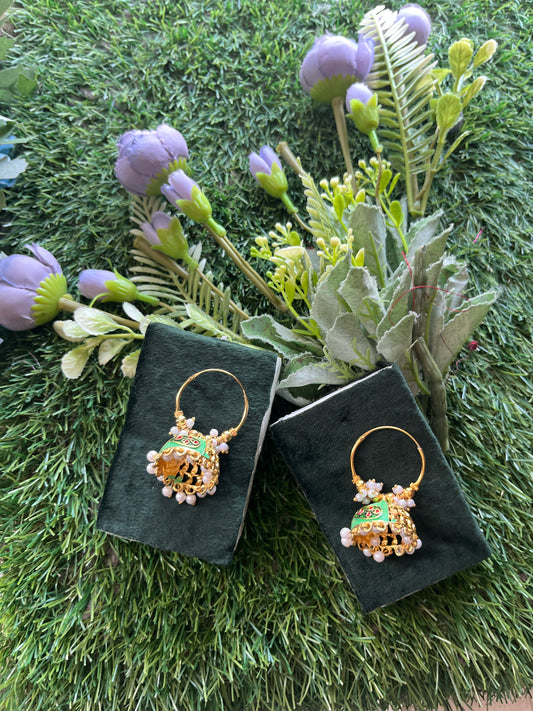 Meenakari Jhumka Sea Green  Earing Set /CKC Jewels