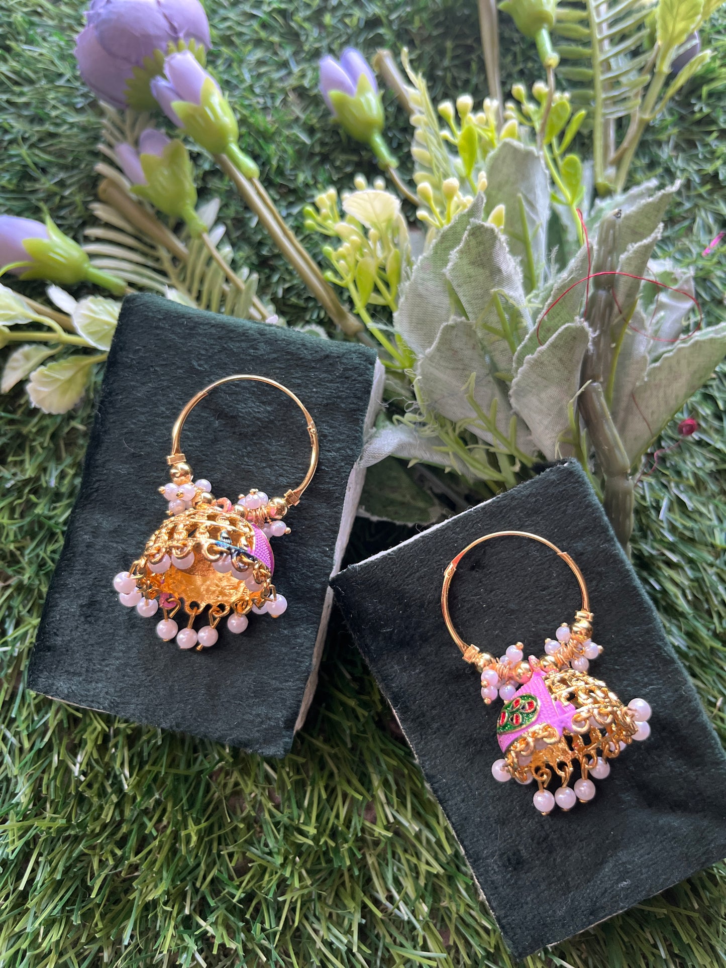 Meenakari Jhumka Pink Earing Set /CKC Jewels