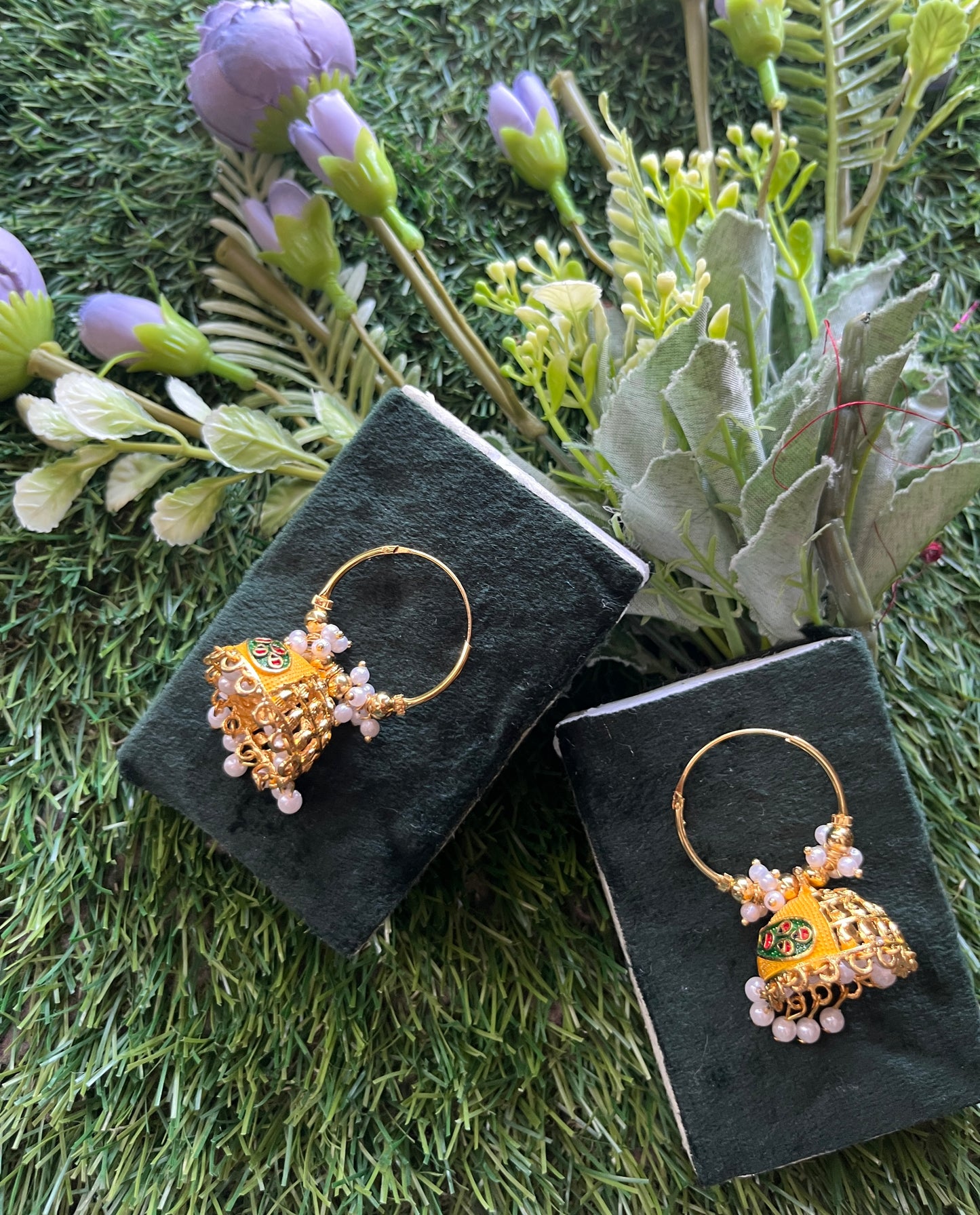 Meenakari Jhumka Yellow Earing Set /CKC Jewels